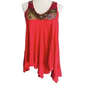 Free People Medium Tunic Tank Top Sleeveless Pink